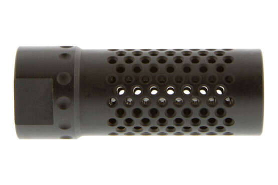 Spikes Tactical AR-15 Dynacomp Extreme Compensator has a black melonite finish